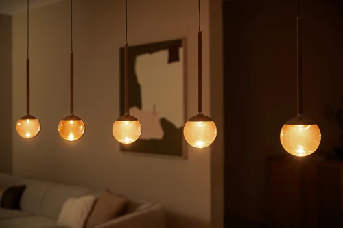 Lucide CALINA - Pendant light - LED Dim. - CCT - 5x8,2W 2200K/3300K - With replaceable LED module - Coffee - Premium - atmosphere 3